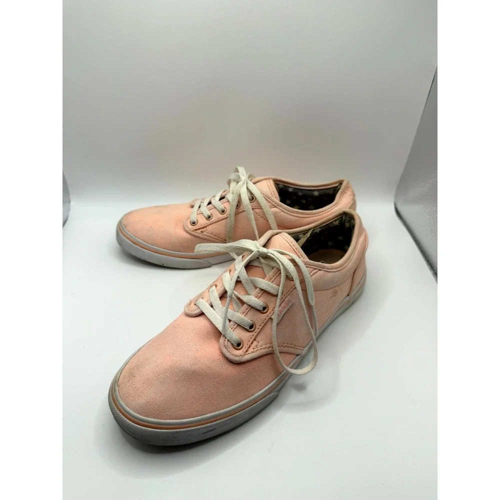 Vans‎ Atwood Womens 7 Sneakers Peach Canvas Low Top Lace Up Skateboard Shoes